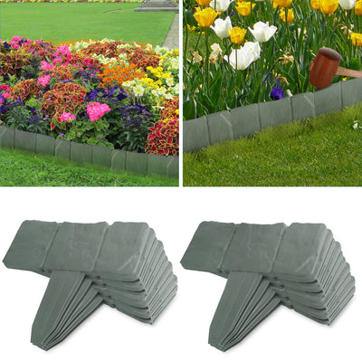 20 PCS Cobblestone Effect Garden Border Edging – Plastic Lawn Decoration