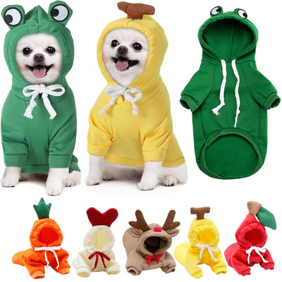 Cozy Fruit-Print Pet Hoodie – Winter Fleece Costume for Small Dogs